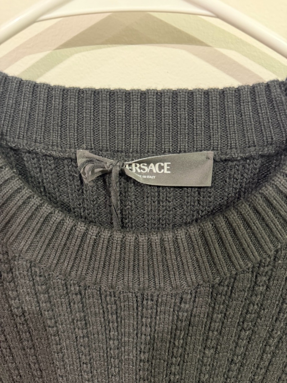 Versace Black Medusa Embroidered Wool Sweater Size 52 XL Crewneck Knit NEW - Picture 4 of 6